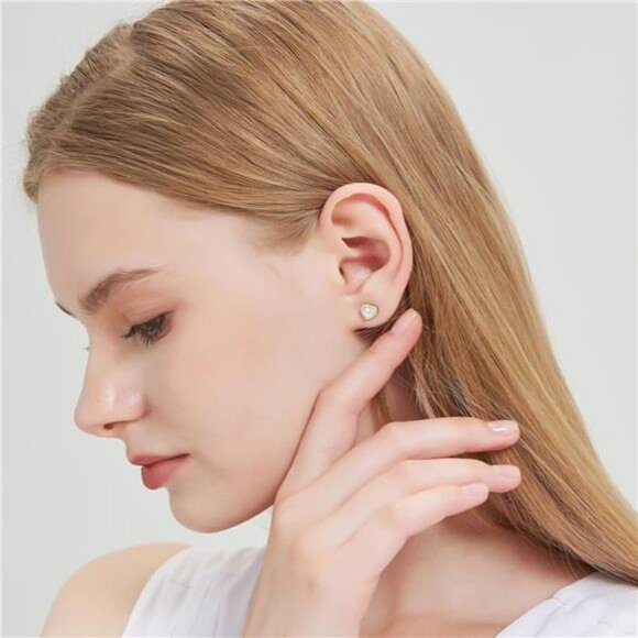 Moissanite stud earrings for women sterling silver gold plated hypoallergenic se - Picture 2 of 7